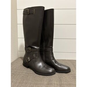 CHAPS Women's Riding Equestrian Size 7B NWOB Camara Brown Boot W Buckles Manmade